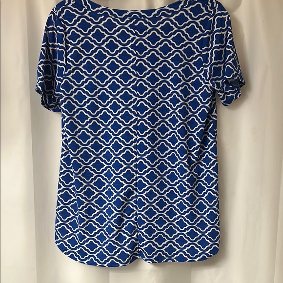 New Sew In Love Blue‎ and White Geometric Short Sleeve Tee - Picture 4 of 5